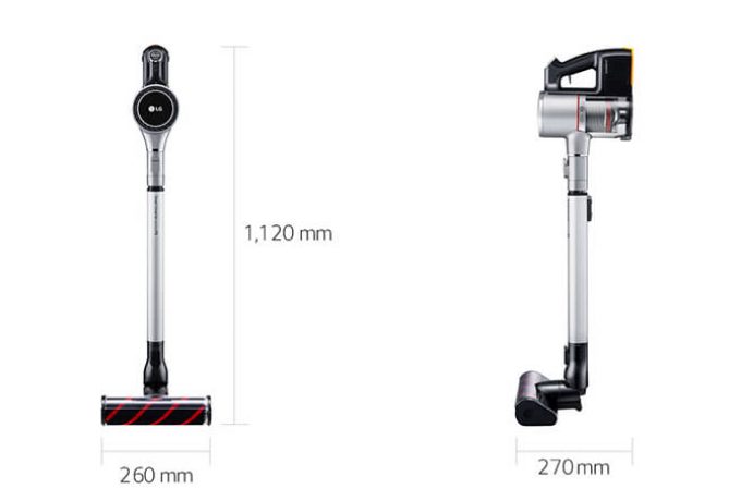 LG A9MASTER2X CordZero Stick Vacuum Cleaner Dimensions